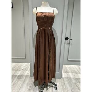 Abercrombie & Fitch Ruched Satin Slip Dress - Brown - Size Medium